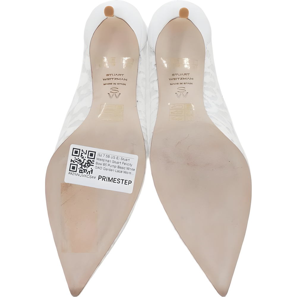 Stuart Weitzman Felicity Bow 85 Pump Basic White GAD Garden Lace Size 7.5B - Picture 6 of 6